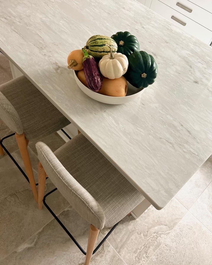 Kitchen island from the Stone Design Concepts portfolio Bytown Designs Hanstone Le Blanc project